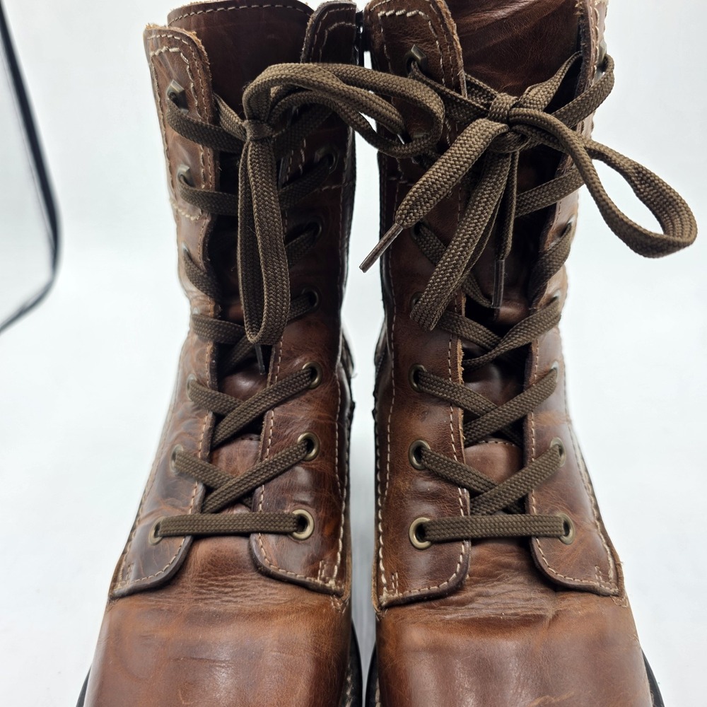Taos Factor Boots Women SZ 6.5 EU37 Brown Leather Combat Utility Lace Up Heel - Picture 7 of 12